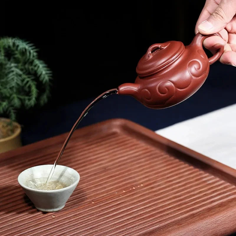 180ml Ancient Yixing Purple Clay Teapots Handmade Ruyi Antique Pot Raw Ore Dahongpao Mud Kettle With Filter Zisha Tea Set Tea